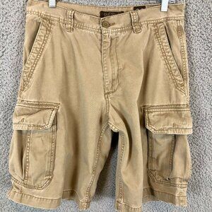 Old Navy Cargo Shorts Mens Sz 32 Heavyweight Cotton Military Khaki Brown hiking